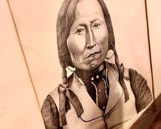 INTERESTING WELL-DONE DRAWING OF AN INDIAN.