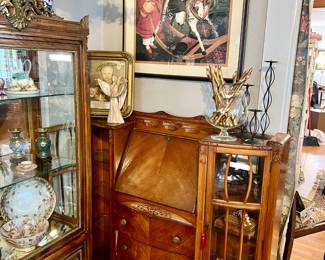 ART DECO SECRETARY CURIO CABINET