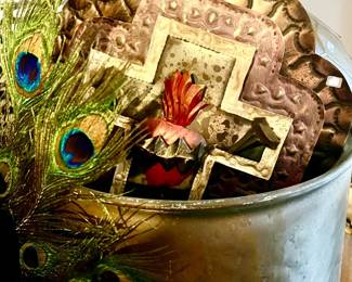 SANTOS CROSS, COPPER PLANTERS, PEACOCK FEATHERS, AND ART!