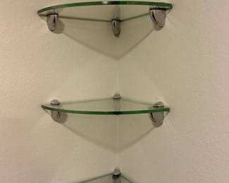Corner glass shelves