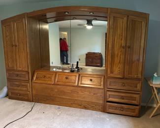 Headboard with storage & mirror and side cabinets