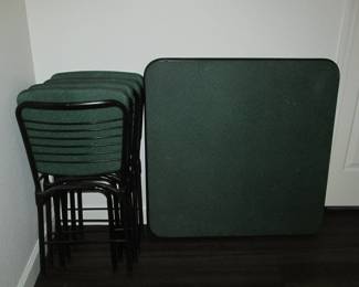 4 MCM Cosco Gate Leg Folding Chairs + Matching Card Table.