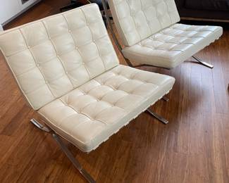 Pair of Leather Barcelona Chairs