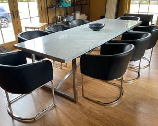 Restoration Hardware Marble Dining Table with 8 Chairs