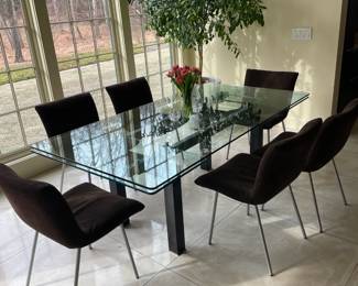Ligne Roset Dining Table with 6 Dining Chairs