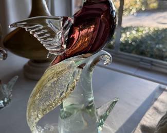 #154 - Murano tall pink & gold speck vetri $100 - 11"