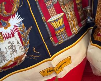 #73 - $80 Salvatore Ferragamo Italy silk square scarf  35x35