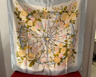 #128 - $245 - Hermes scarf square 36"/90cm - Blue floral - very good condition 