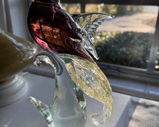 #154 - Murano tall pink & gold speck vetri $100- 11"