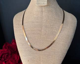 #111 - $650 - 20" herringbone 14kt yellow gold chain . 10.1 gr. Made in Italy 