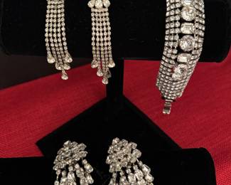 Assortment of rhinestones earrings and bracelets 