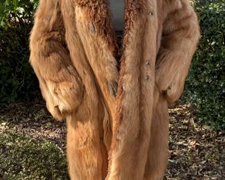 #66 - $200 Cool 1970's fox and curly 3/4 coat - some repairs needed (ask for details)