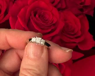 12. 1/2 ctw 3 princess cut diamonds, 14 k 2.7 grams $345