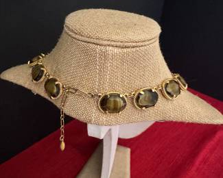 #49 - $80 West Germany 1950's glass tiger eye olive stones 