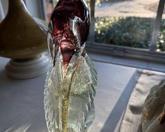 #154 - Murano tall pink & gold speck vetri $100 - 11"