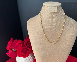 #81 - $130 - beaded 14kt gold necklace 18"Long - 3.31 gr.