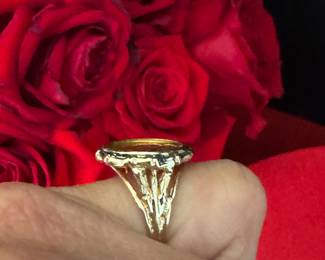 #100 - $525 - 1/20 Panda coin 24kt gold on 14kt gold mount 6.3 grams - Size 6