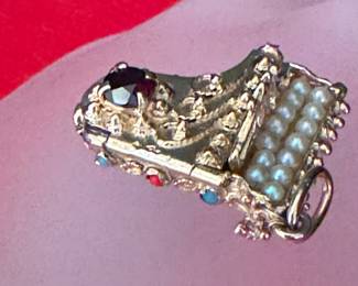 #124 - Piano charm 14kt yellow gold with multi color stones 10.8 gr - $780 