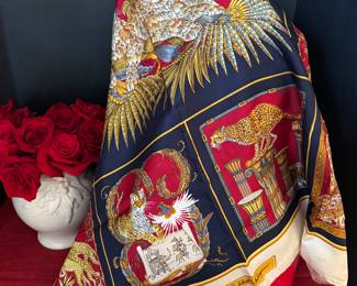 #73 - $80 Salvatore Ferragamo Italy silk square scarf  35x35