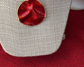 4. Yves St. Laurent Red Enamel Gold Tone Edge $220