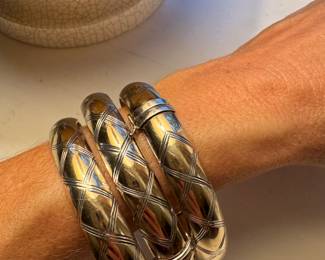 #168 - $100 - Set of 3 sterling bangles - fabulous !!!! Photo doesn't do justice!
