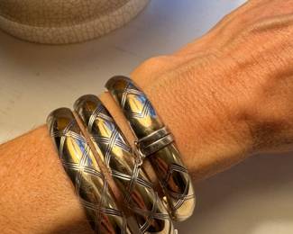 #168 - $100 - Set of 3 sterling bangles - fabulous !!!! Photo doesn't do justice!