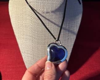 19. Yves St. Laurent LOVE Heart silver/blue necklace Bombe' $220