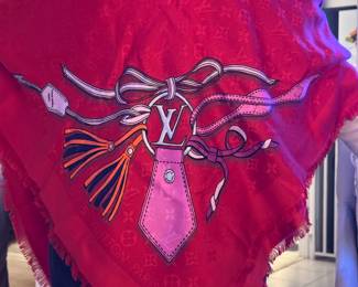 #161 - $380- Fabulous limited edition Louis Vuitton red shawl - Almost new  - in box 