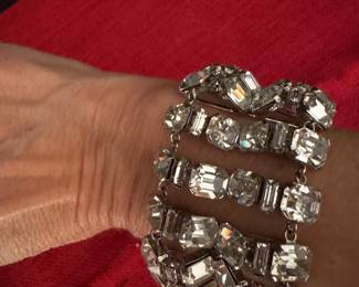 #54 - $70 - Unsigned beauty wide rhinestone bracelet .