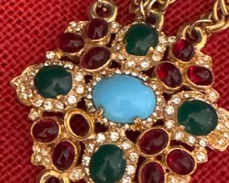 #48 - Vintage Cadoro runway couture necklace (one stone missing) cabochon mirepoix glass stones. $350 