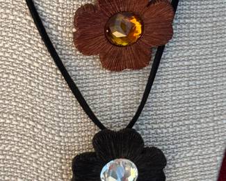 5 & 6. Yves St Laurent Brown or Black Clover Pendant w/rhinestones. $180 each 