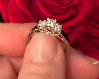 12. 1/2 ctw 3 princess cut diamonds, 14 k 2.7 grams $345