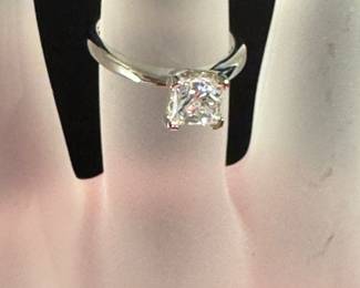 126- 1.54 diamond - princess cut on 14kt white gold setting-Size 7 1/4-  $2,200 