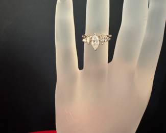 #106- $1500 - 1 ctw ring (0.53 ct marquise) 14kt yellow gold 4 grams. Size 5.