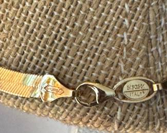 #111 - $650 - 20" herringbone 14kt yellow gold chain . 10.1 gr. Made in Italy 