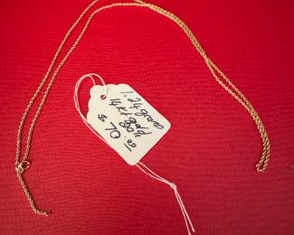 #85 - $70 - 14kt gold chain 20" 1.24 grams 