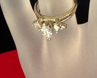 #106- $1500 - 1 ctw ring (0.53 ct marquise) 14kt yellow gold 4 grams. Size 5.