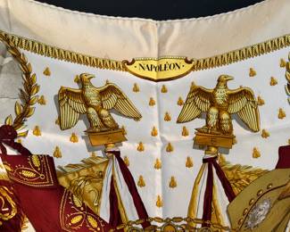 #77 -$350 -  Hermes Scarf 26" square Napoleon - vintage - very good condition - 100% silk. 