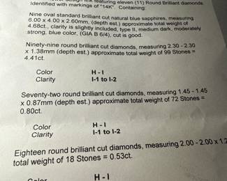 #146 - Wonderful 14kt white gold lady's bracelet with a concealed clasp. bracelet features nine (9) natural blue sapphire. 7 1/4" long. see appraisal for details carats. Price upon request.  