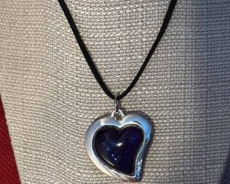 19. Yves St. Laurent LOVE Heart silver/blue necklace Bombe' $220
