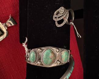 Sterling and turquoise bangle bracelets 