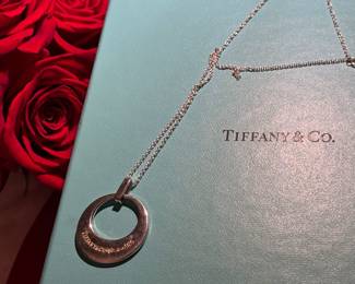 #47 - Tiffany & Co style 925 sterling necklace with sterling chain - Size  - Box NOT included. $40 