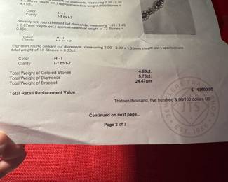 #146 - Wonderful 14kt white gold lady's bracelet with a concealed clasp. bracelet features nine (9) natural blue sapphire. 7 1/4" long. see appraisal for details carats. Price upon request.  