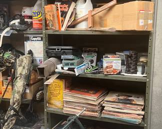 Green metal shelving