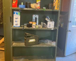 Green metal shelving