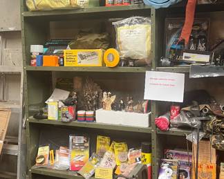 Green metal shelving 