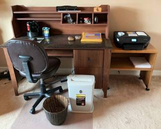 Desk, Chair, Printer Shredder