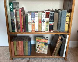 Collection Of Vintage antique Books With Shelf