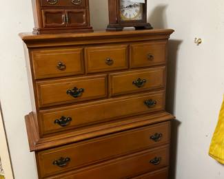 This chest of drawers matches the dresser with mirror and twin bed with headboard and footboard.  Also had new mattress and box springs. 