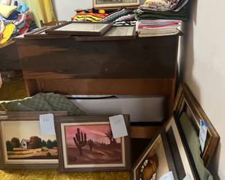 Handprinted framed canvas. $25-$50 each 